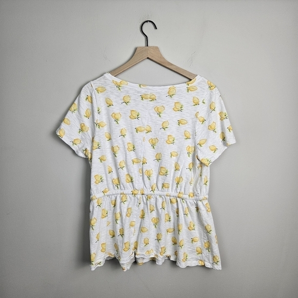 Lane Bryant Lemon Printed Waist Cinch Tee Top Blouse - Picture 7 of 8
